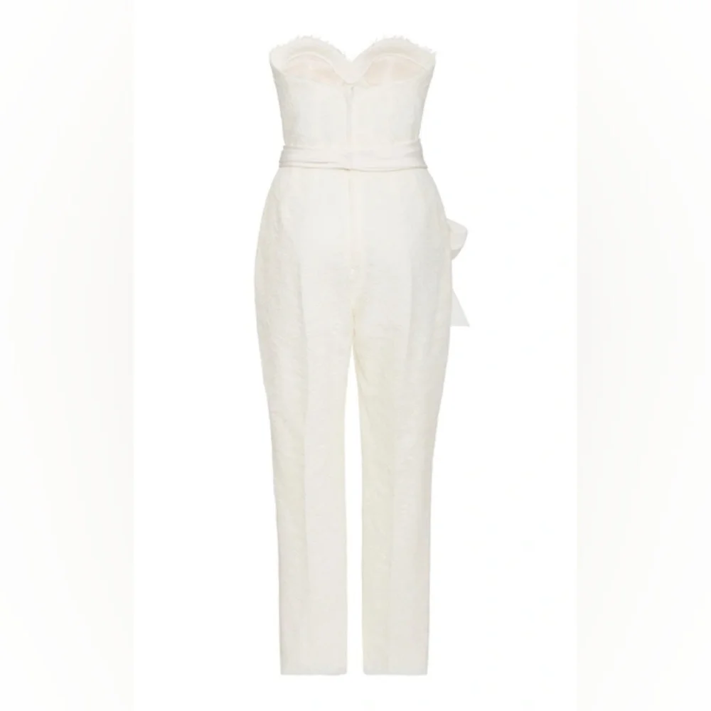 Sz 6 NWT $3990 Carolina Herrera Lourdes bridal lace jumpsuit with belt - Picture 2 of 9